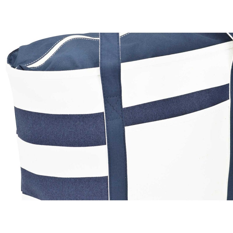 DALIX Striped Boat Bag Premium Cotton Canvas Tote in Navy Blue - Image 5